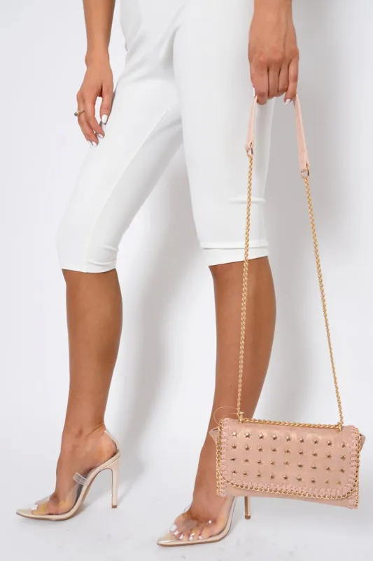 Rose Gold Star Studded Metal Edge Clutch Bag -Teri sold by Rebellious Fashion