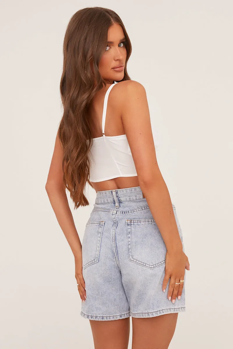 White Corset Detail Crop Top - Electra sold by Rebellious Fashion product image thumbnail 4