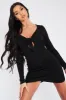 Black Rib Knot Front Mini Dress - Lorena sold by Rebellious Fashion