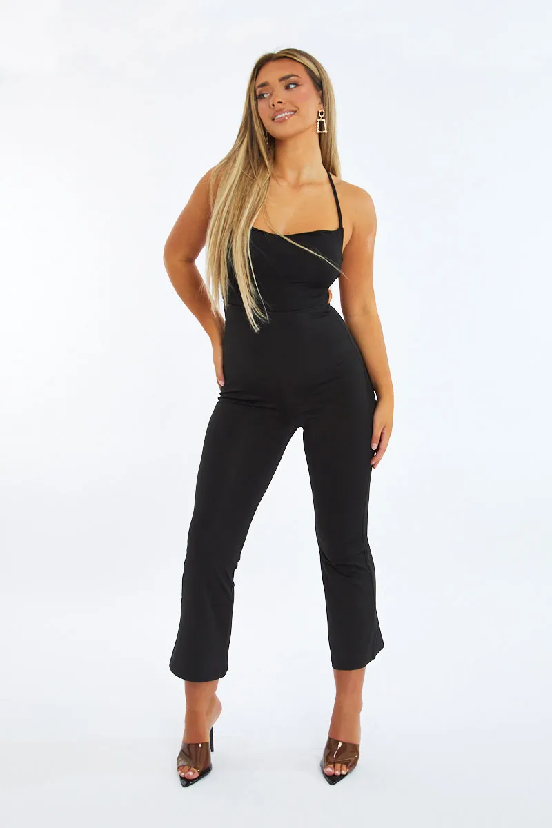 Black Lace Up Back Wide Leg Jumpsuit - Lyric sold by Rebellious Fashion product image thumbnail 2