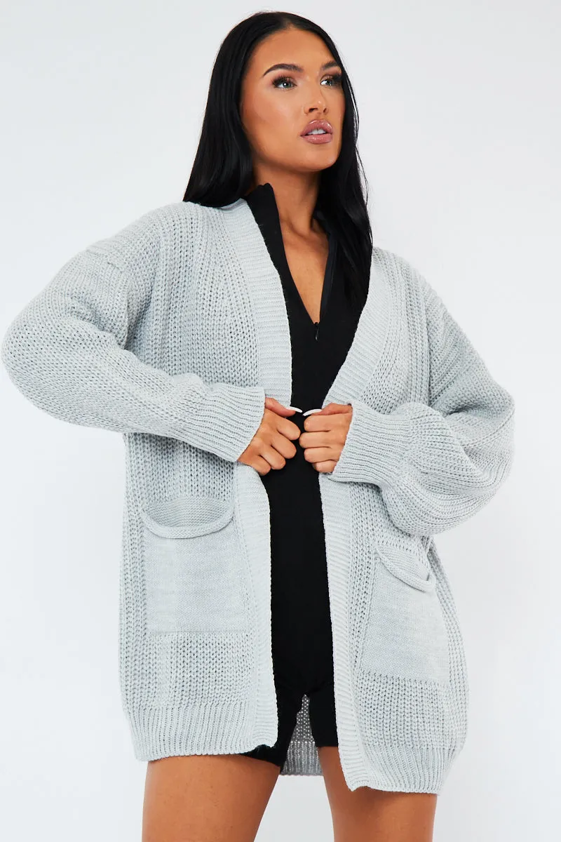 Grey Relaxed Fit Front Pockets Cardigan - Joelle sold by Rebellious Fashion product image thumbnail 2