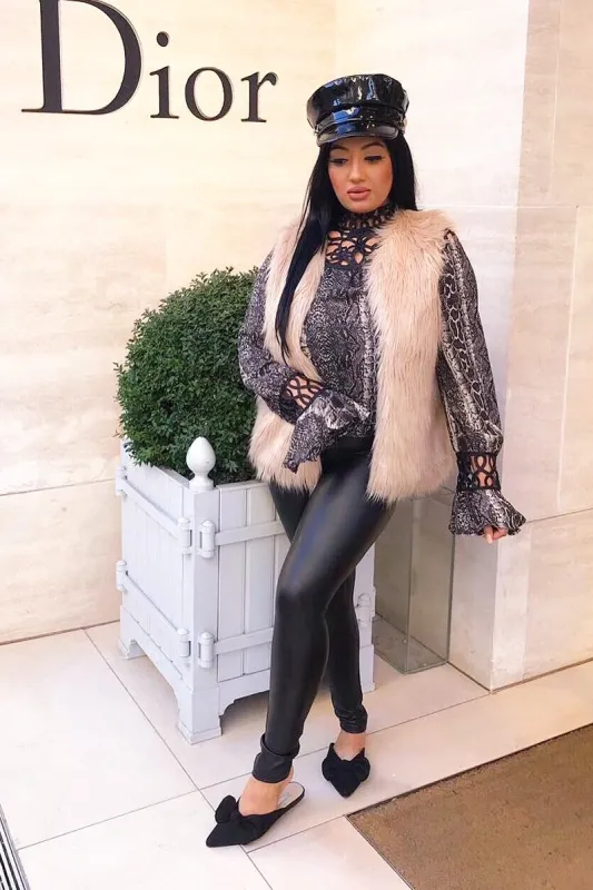 Snake Print Cut Out Insert Blouse - Konstantina sold by Rebellious Fashion