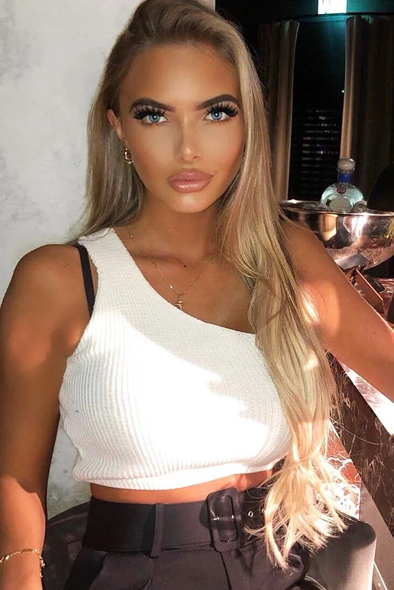 White Knitted One Shoulder Crop Top - Golde sold by Rebellious Fashion