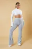 Grey Rib Knit Flared Trousers - Juniper sold by Rebellious Fashion