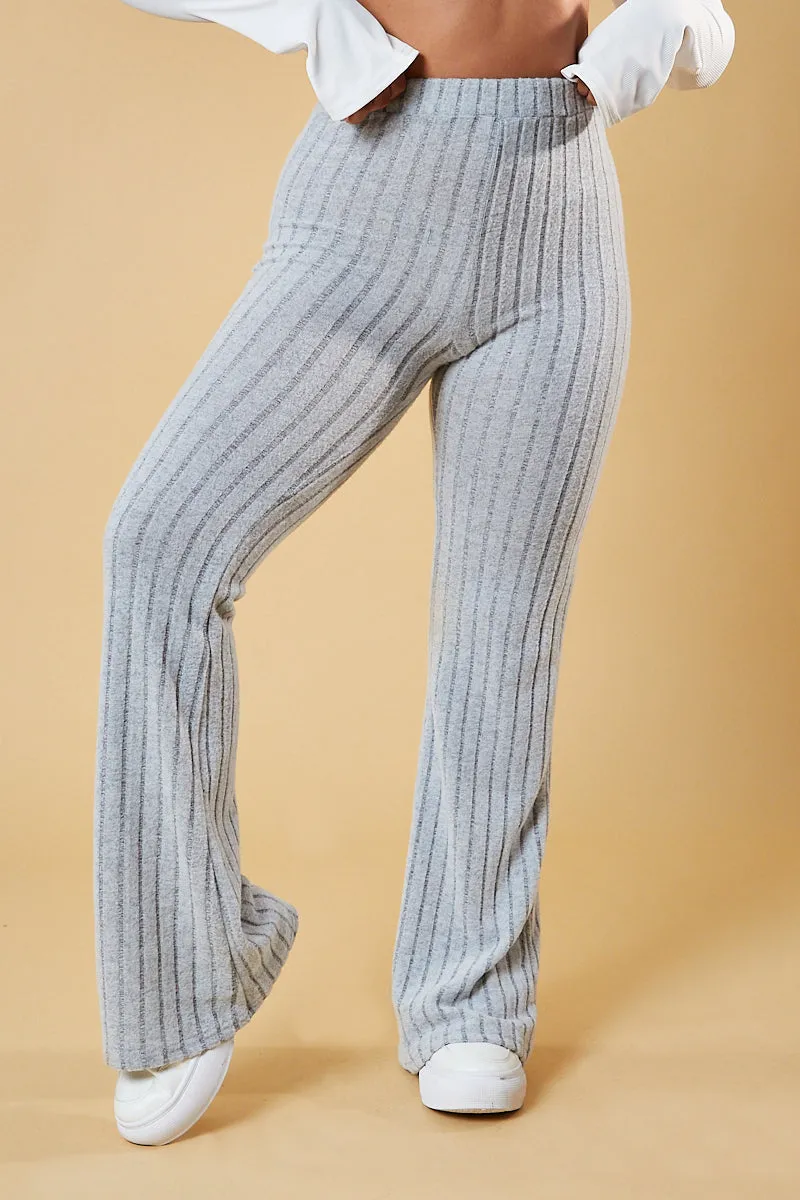 Grey Rib Knit Flared Trousers - Juniper sold by Rebellious Fashion product image thumbnail 2