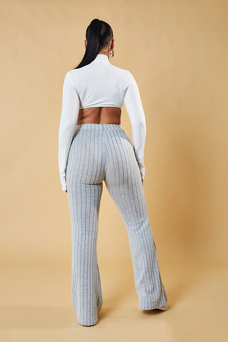 Grey Rib Knit Flared Trousers - Juniper sold by Rebellious Fashion product image thumbnail 4