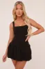 Black Scoop Neck Puffball Mini Dress - Alyssa sold by Rebellious Fashion