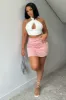 Pink Textured Satin Mini Skirt - Azure sold by Rebellious Fashion
