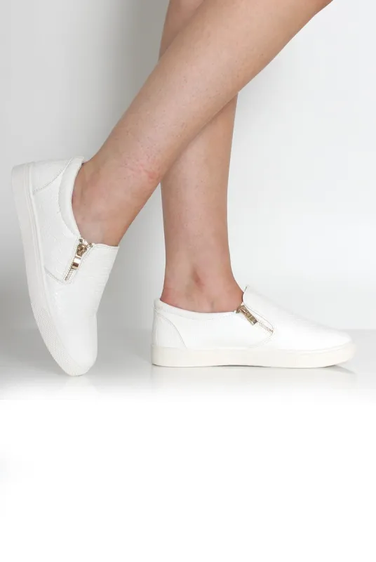 Chelsea White Snakeskin Skater Shoes made by Rebellious Fashion