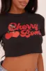 Black Graphic Print Cropped T-shirt - Jayden sold by Rebellious Fashion