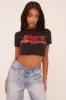 Black Graphic Print Cropped T-shirt - Jayden sold by Rebellious Fashion