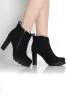 Tanya Black Suede Heeled Boot sold by Rebellious Fashion