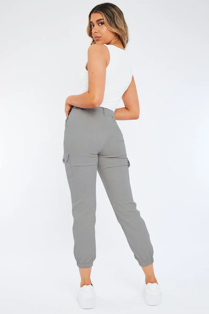 Light Grey Cuffed Cargo Trousers - Genesis sold by Rebellious Fashion product image thumbnail 3