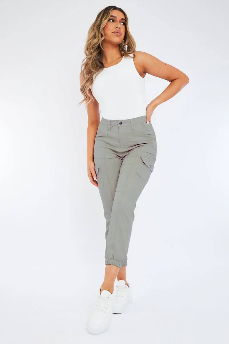 Light Grey Cuffed Cargo Trousers - Genesis sold by Rebellious Fashion product image thumbnail 2