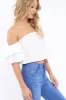 White Bardot Ruched Sleeve Crop Top - Corinne sold by Rebellious Fashion