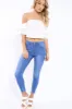 White Bardot Ruched Sleeve Crop Top - Corinne sold by Rebellious Fashion