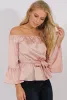 Pink Silk Bardot Bell Sleeves Top - Fawn sold by Rebellious Fashion