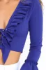 Royal Blue Tie Front Bell Sleeve Crop Top - Angelina sold by Rebellious Fashion