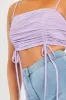 Lilac Mesh Ruched Square Neck Crop Top - Leyna sold by Rebellious Fashion