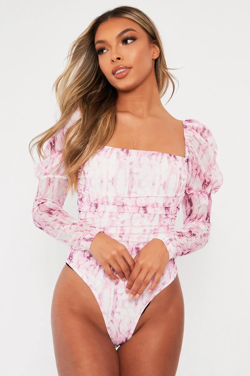 Pink Marble Puff Sleeve Bodysuit - Deana sold by Rebellious Fashion product image thumbnail 2