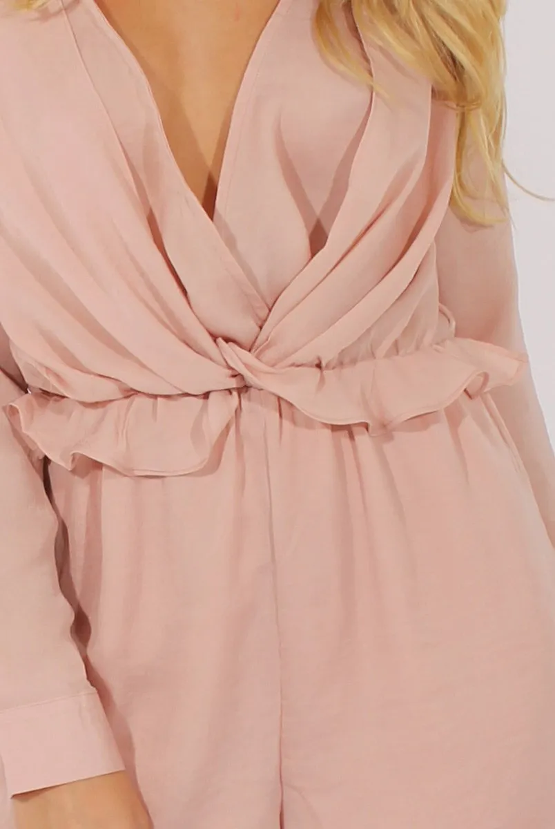 Pink Satin Plunge Knot Playsuit - Candy sold by Rebellious Fashion product image thumbnail 5