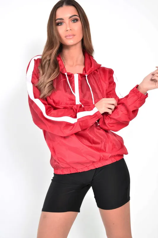 Red Zip Front Windbreaker Jacket - Terah sold by Rebellious Fashion