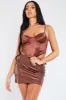 Chocolate Cupped Corset Crop Top - Dixie sold by Rebellious Fashion