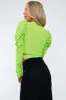 Lime Rib Puff Sleeves Cut Out Hem Crop Top - Marley sold by Rebellious Fashion