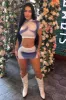 Blue Body Print Cropped Top & Mini Skirt Co-ord Set - Siti sold by Rebellious Fashion