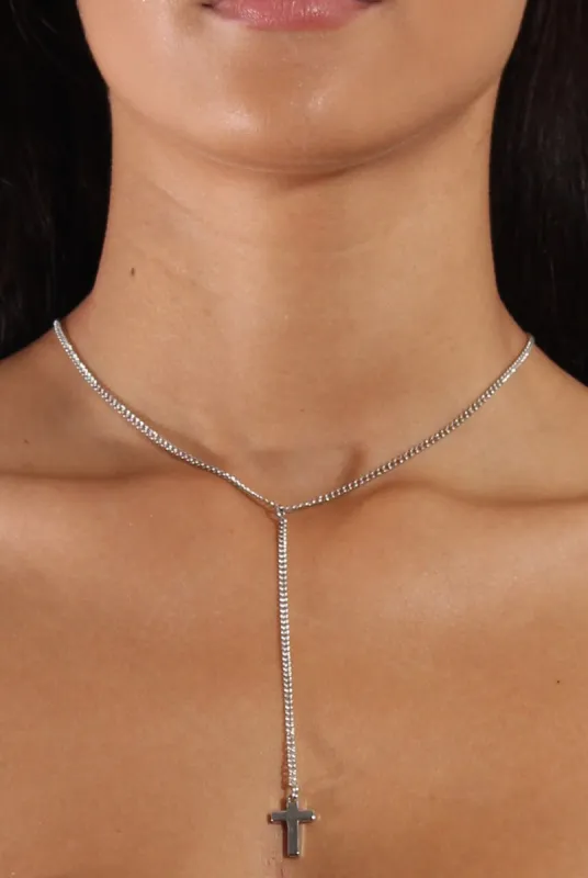 Silver Chain Cross Choker - Riona made by Rebellious Fashion