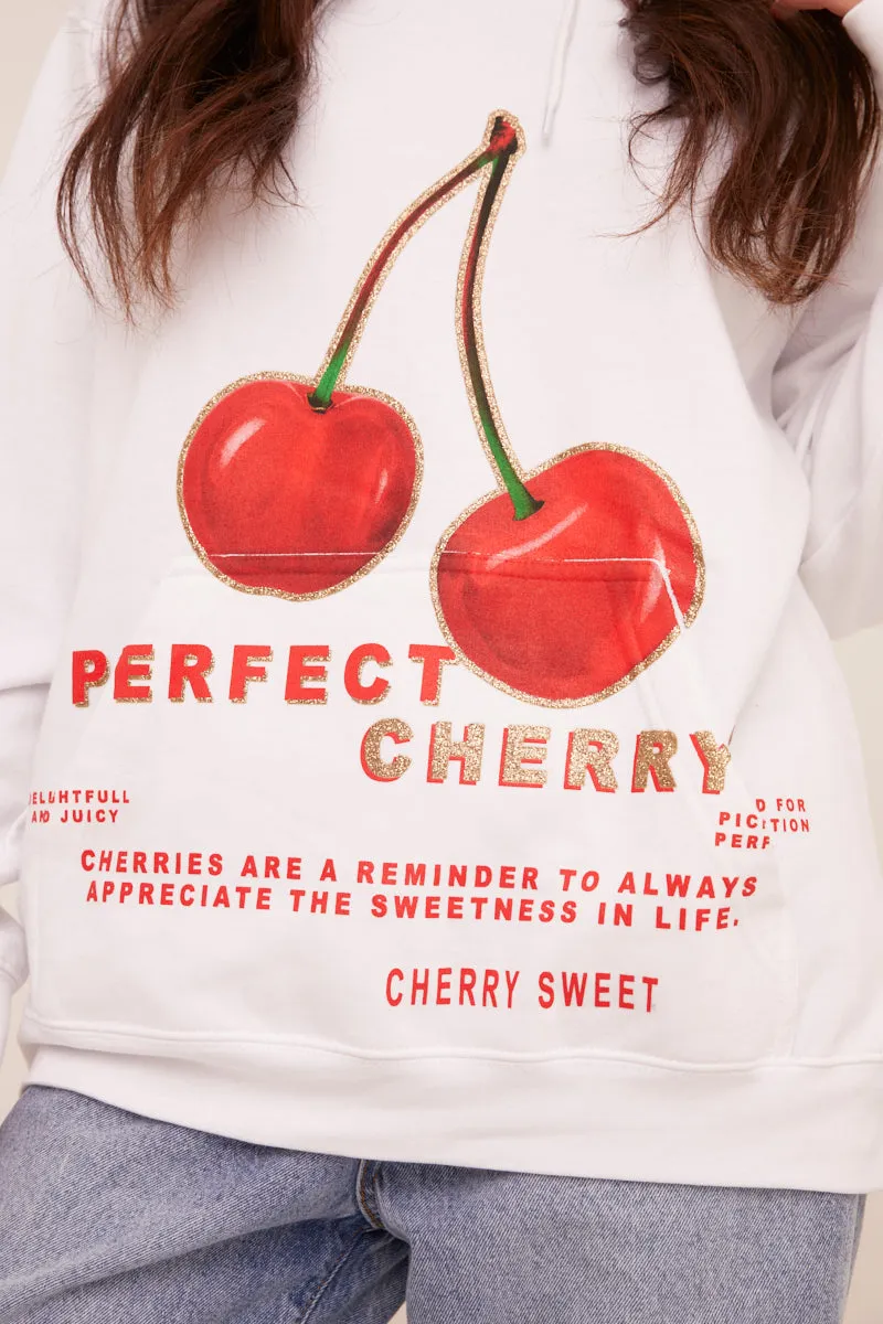 White Cherry Print Oversized Hoodie - Molly sold by Rebellious Fashion product image thumbnail 4