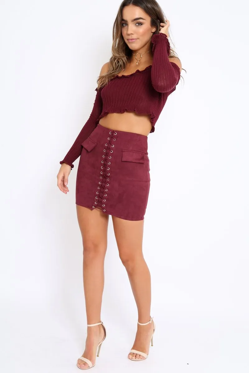 Purple Lace Up Suedette Mini Skirt - Lotty sold by Rebellious Fashion product image thumbnail 2