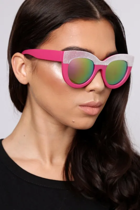 Pink Faux Suede Top Retro Sunglasses - Devan made by Rebellious Fashion