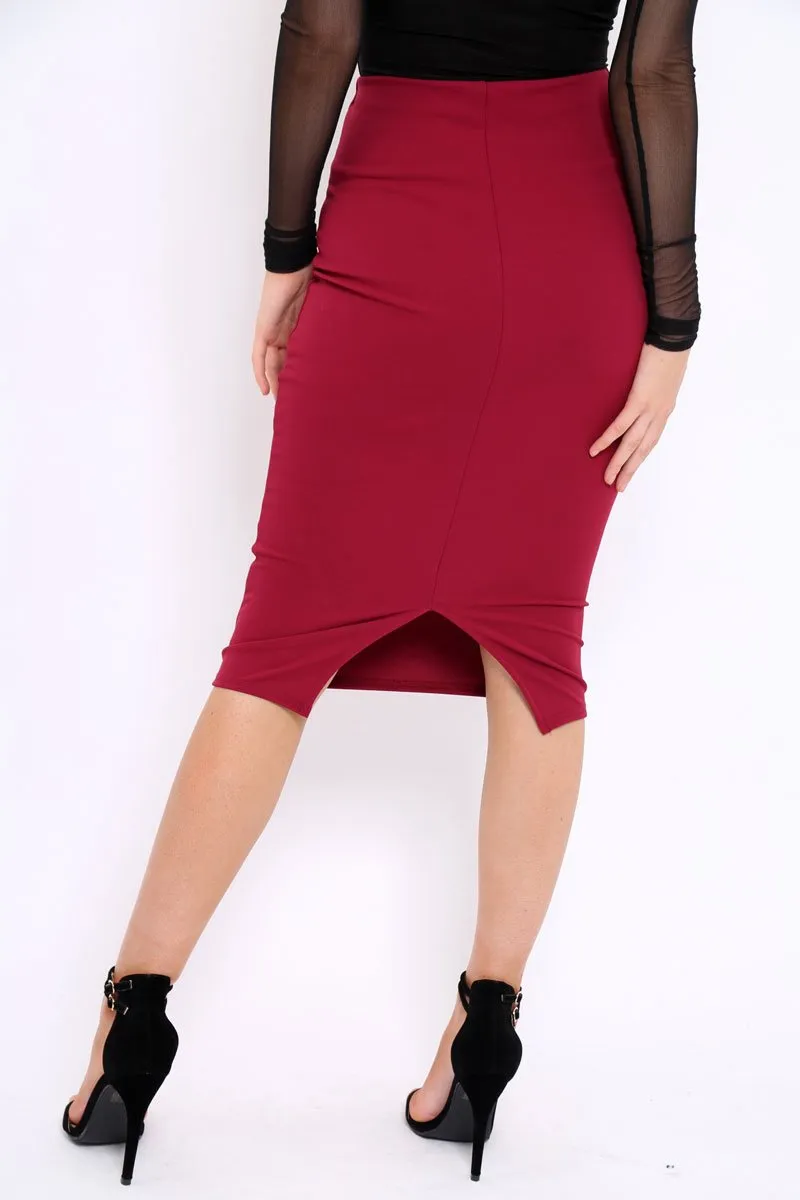 Wine Midi Bodycon Skirt - Tiffy sold by Rebellious Fashion product image thumbnail 4