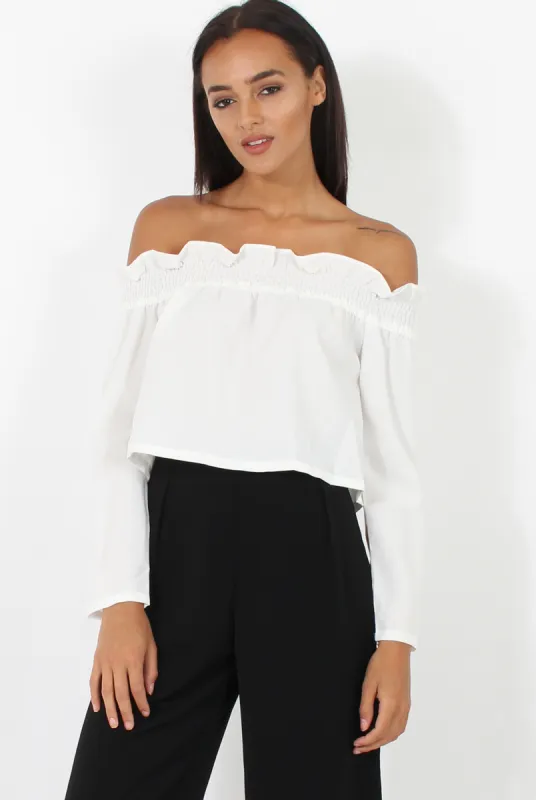White Off Shoulder Crop Top - Violetta sold by Rebellious Fashion