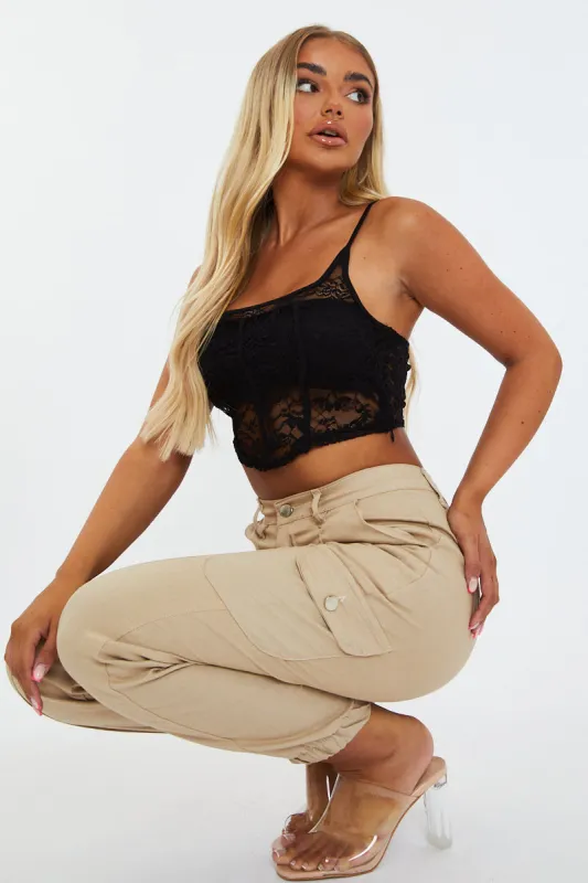 Black Lace Corset Style Crop Top - Nicole sold by Rebellious Fashion