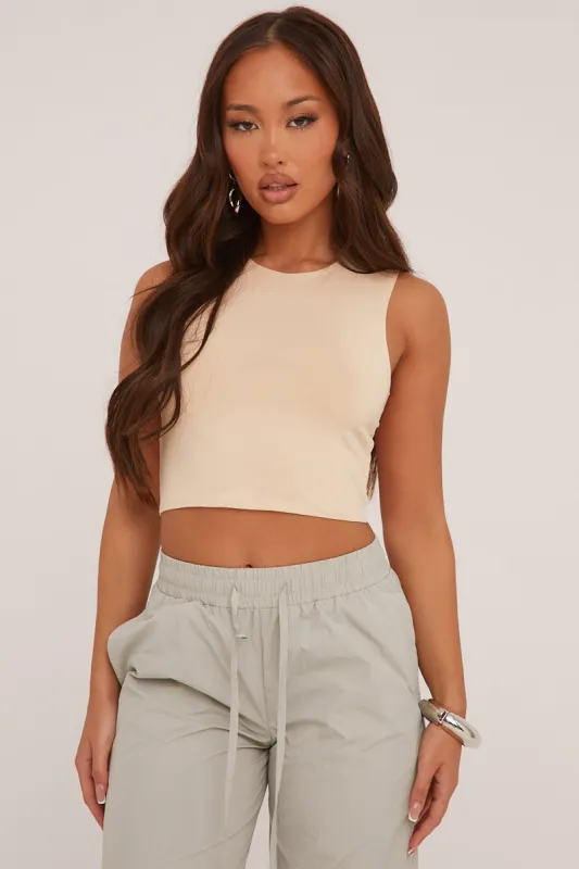Stone Round Neck Cropped Top - Evelyn sold by Rebellious Fashion