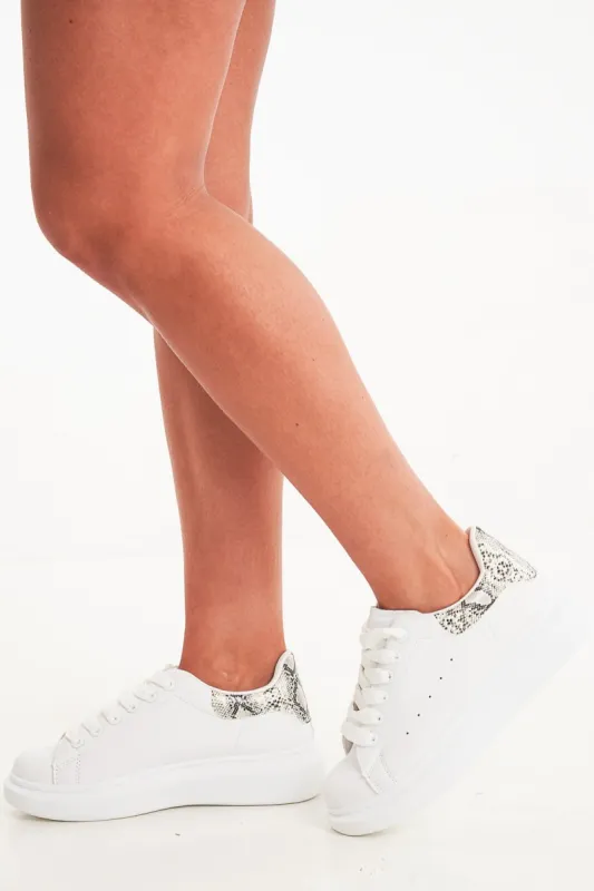 White Snake Print Insert Chunky Sole Trainers - Fariza sold by Rebellious Fashion