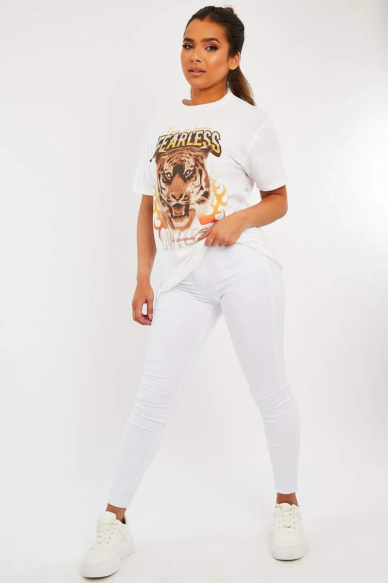 White Fearless Tiger Printed T-shirt - Makari sold by Rebellious Fashion product image thumbnail 3