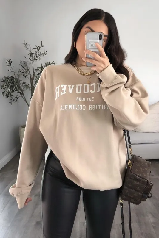 Beige Oversized Vancouver Sweatshirt - Kyran sold by Rebellious Fashion