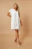 White V-Neck Tiered Frill Mini Dress - Kate sold by Rebellious Fashion