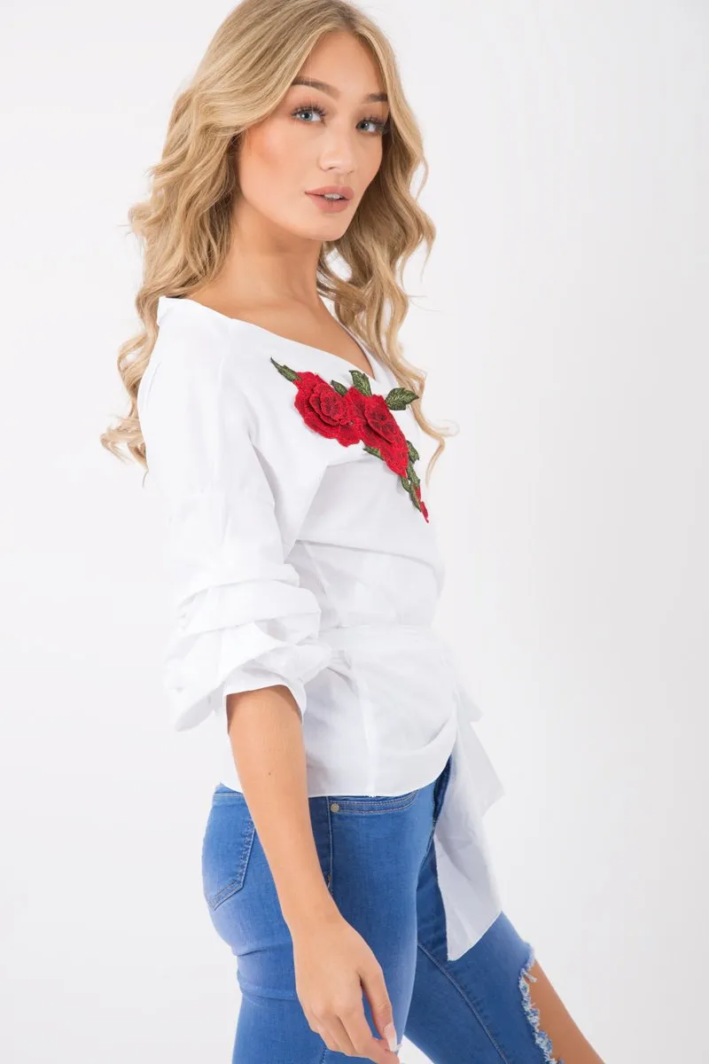 White Wrap Around Tie Waist Top - Rhianna sold by Rebellious Fashion product image thumbnail 4