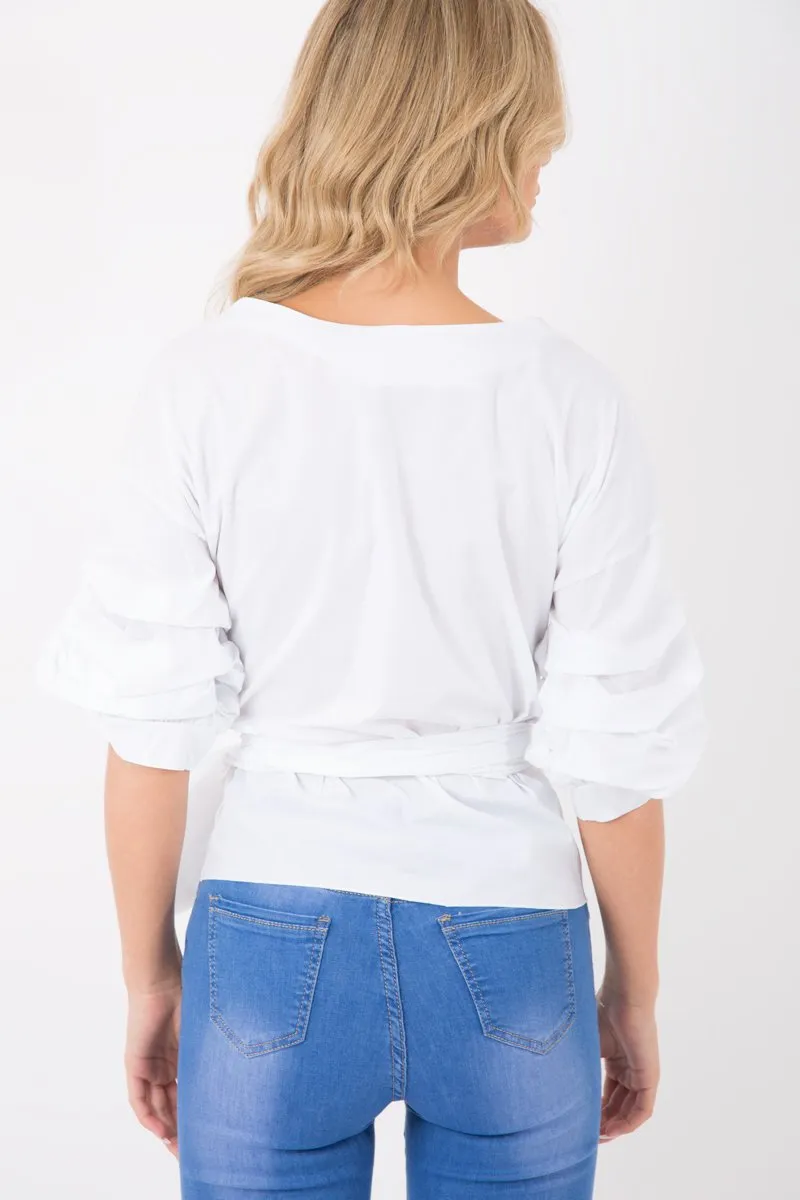 White Wrap Around Tie Waist Top - Rhianna sold by Rebellious Fashion product image thumbnail 5