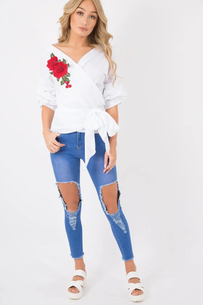 White Wrap Around Tie Waist Top - Rhianna sold by Rebellious Fashion product image thumbnail 2