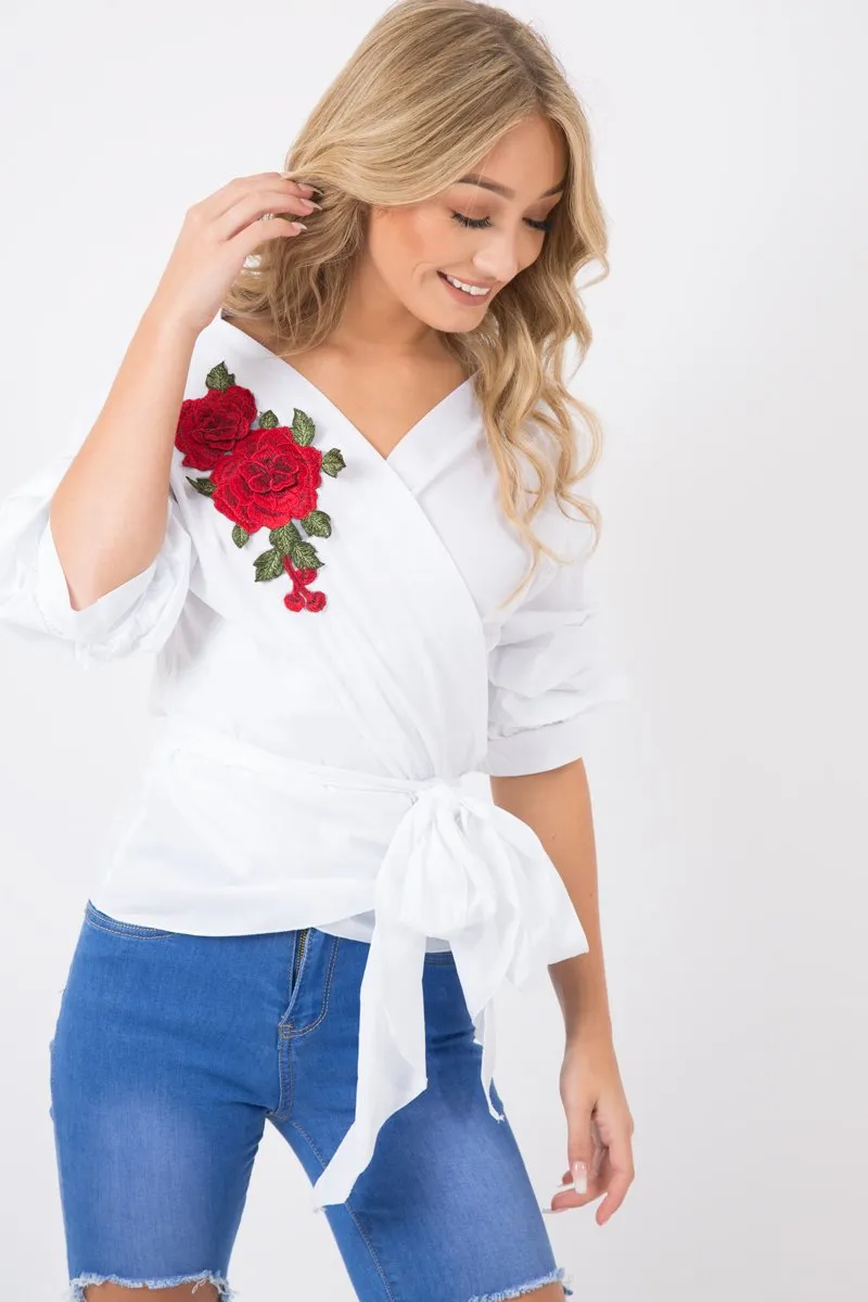 White Wrap Around Tie Waist Top - Rhianna sold by Rebellious Fashion