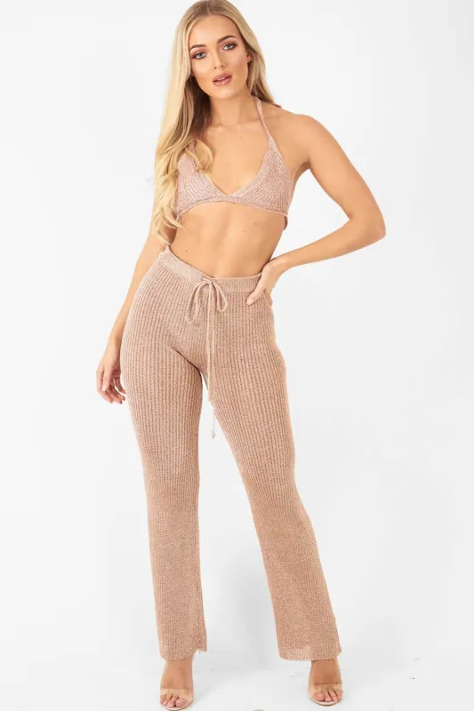 Rose Gold Metallic Triangle Bralet - Elsy sold by Rebellious Fashion
