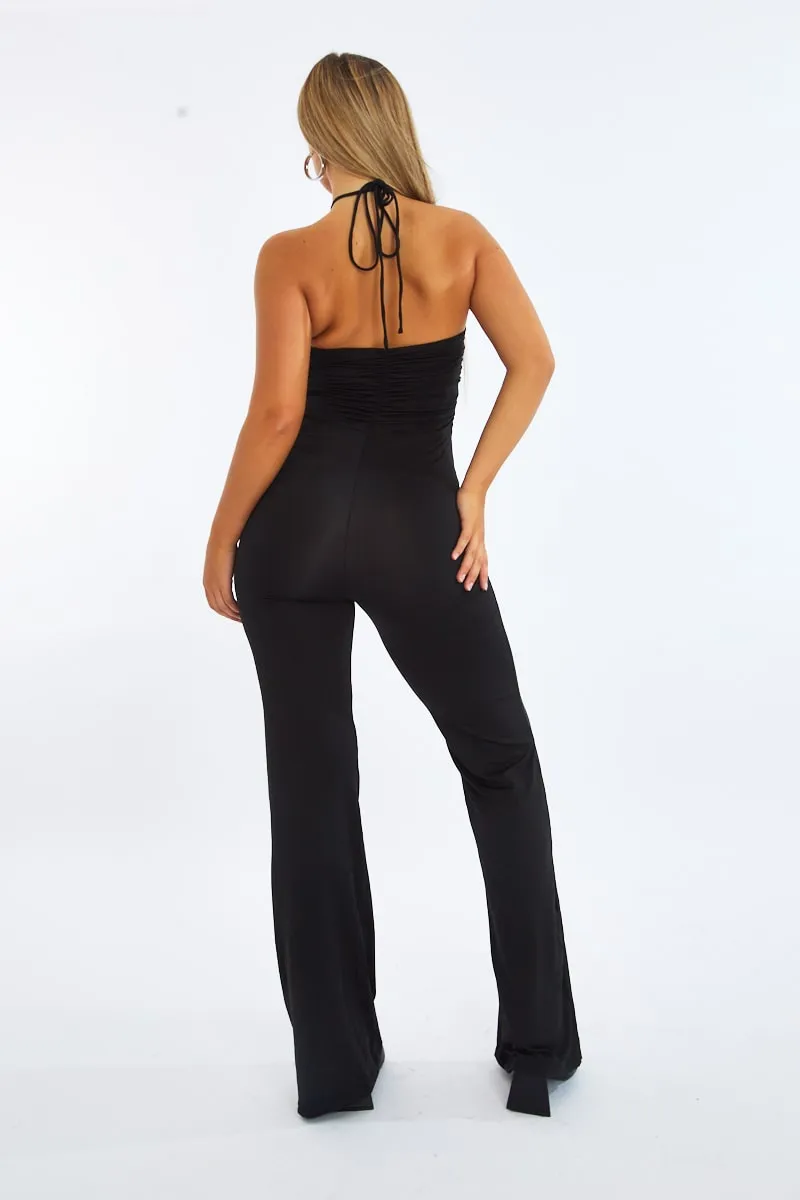 Black Cut Out Halter Neck Wide Leg Jumpsuit - Fiona sold by Rebellious Fashion product image thumbnail 5
