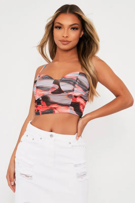 Multi Abstract Mesh Crop Top - Loree sold by Rebellious Fashion