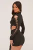 Black Knot Detail Crop Top & Mini Skirt Set - Isabel sold by Rebellious Fashion