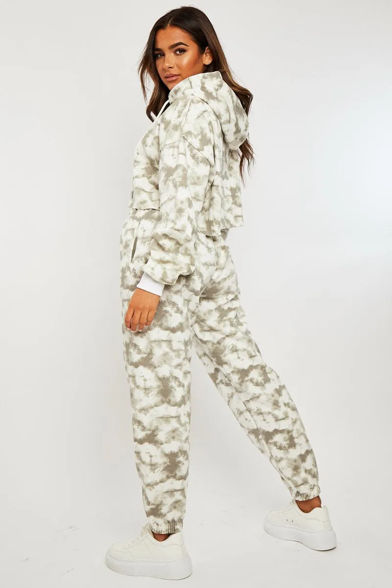 Green Tie Dye Cropped Oversized Hoodie and Joggers Co-ord - Karenza sold by Rebellious Fashion product image thumbnail 5